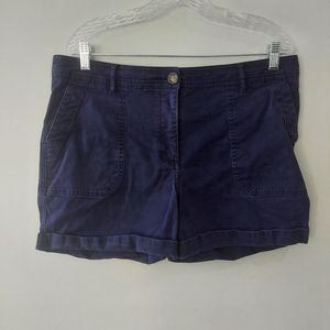 Boden Shorts size 12 blue 4 inch inseam pockets rolled hem high waisted